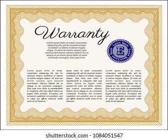  Orange Retro Warranty template. Beauty design. Printer friendly. Vector illustration. 