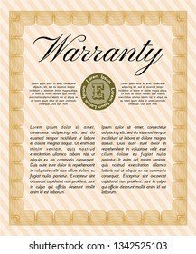Orange Retro Warranty template. Beauty design. With complex background. Vector illustration. 