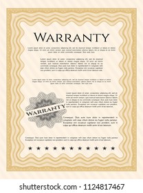 Orange Retro Warranty template. With complex linear background. Customizable, Easy to edit and change colors. Artistry design. 