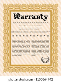 Orange Retro Warranty template. With complex background. Customizable, Easy to edit and change colors. Cordial design. 