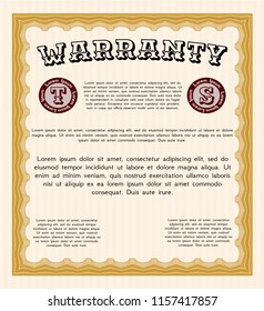 Orange Retro Warranty template. With complex background. Vector illustration. Elegant design. 