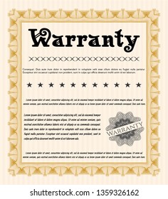 Orange Retro Warranty template. With complex background. Customizable, Easy to edit and change colors. Good design. 
