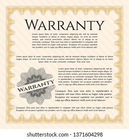 Orange Retro Warranty template. With complex background. Superior design. Vector illustration. 