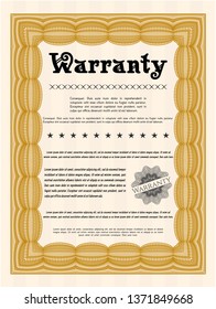 Orange Retro Warranty template. With complex linear background. Elegant design. Customizable, Easy to edit and change colors. 