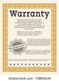 Orange Retro Warranty template. Detailed. Easy to print. Retro design. 