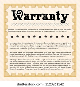 Orange Retro Warranty template. Easy to print. Modern design. Vector illustration. 