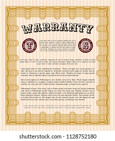 Orange Retro Warranty template. Easy to print. Nice design. Detailed. 