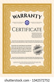 Orange Retro Warranty template. Excellent design. With background. Customizable, Easy to edit and change colors. 