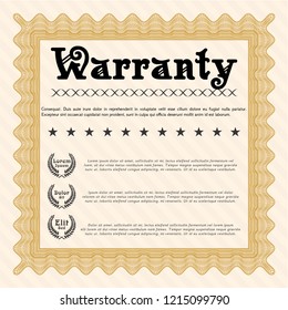 Orange Retro Warranty template. With guilloche pattern and background. Customizable, Easy to edit and change colors. Money design. 