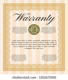 Orange Retro Warranty template. Money Pattern. Customizable, Easy to edit and change colors. With guilloche pattern. 