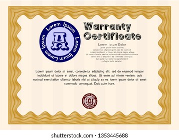 Orange Retro Warranty template. Money design. Customizable, Easy to edit and change colors. Complex background. 