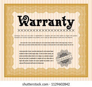 Orange Retro Warranty template. Printer friendly. Customizable, Easy to edit and change colors. Money Pattern. 