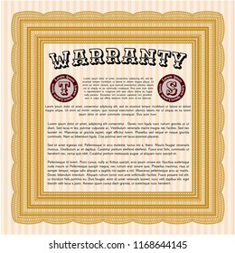 Orange Retro Warranty template. Printer friendly. Customizable, Easy to edit and change colors. Good design. 