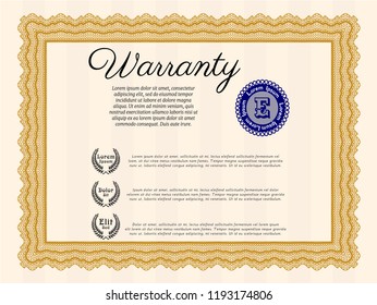 Orange Retro Warranty template. Printer friendly. Customizable, Easy to edit and change colors. Cordial design. 