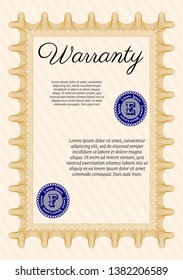 Orange Retro Warranty template. Printer friendly. Vector illustration. Lovely design. 