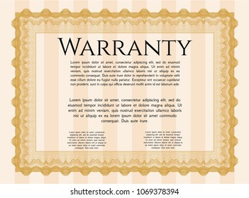 Orange Retro Warranty template. With quality background. Customizable, Easy to edit and change colors. Sophisticated design. 