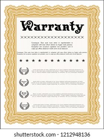 Orange Retro Warranty template. With quality background. Customizable, Easy to edit and change colors. Money Pattern. 