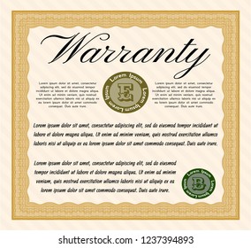 Orange Retro Warranty template. With quality background. Detailed. Elegant design. 