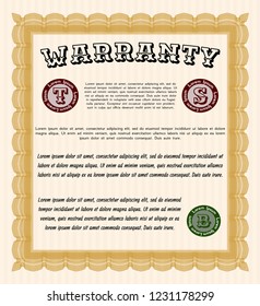Orange Retro Warranty template. Sophisticated design. Printer friendly. Customizable, Easy to edit and change colors. 