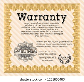 Orange Retro Warranty template. Sophisticated design. Detailed. Printer friendly. 