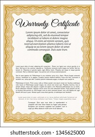 Orange Retro Warranty template. Sophisticated design. Customizable, Easy to edit and change colors. Complex background. 