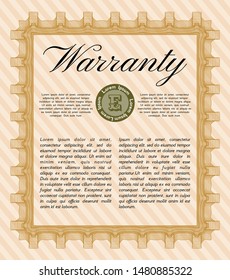 Orange Retro Warranty template. Sophisticated design. Detailed. Easy to print. 