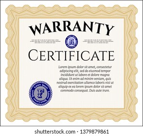Orange Retro Warranty template. Superior design. With quality background. Customizable, Easy to edit and change colors. 