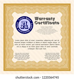 Orange Retro Warranty template. Vector illustration. Printer friendly. Artistry design. 