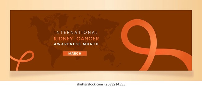 Orange ribbon awareness graphic for International Kidney Cancer Awareness Month banner.