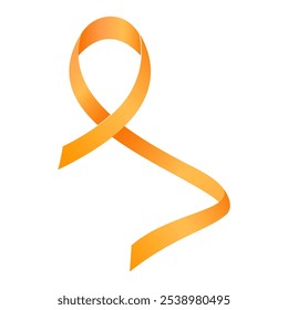 Orange ribbon awareness Kidney Cancer, Leukemia, Limb Difference, Multiple Sclerosis, Skin Cancer. Isolated on white background. Vector  illustration.