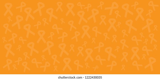 Orange ribbon awareness month. World Kidney Day and symbol of leukemia, RSD, ADHD, ADD and animal abuse concept. Cancer pictogram. Flat vector. Healthcare and medicine concept. 