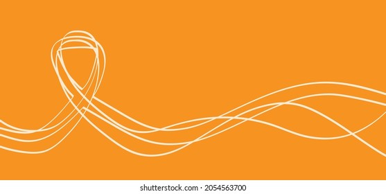 Orange ribbon awareness month. World Kidney Day and symbol of leukemia, RSD, ADHD and animal abuse concept. Cancer pictogram. Flat vector. Healthcare and medicine concept. Orange the world