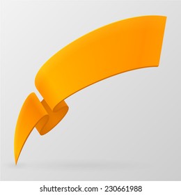 Orange ribbon banner. Design element. Isolated on a gray background. With Space For Text. Vector illustration.