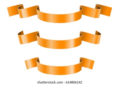 Orange ribbon banners. Vector 3d illustration isolated on white background