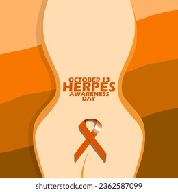 Ein orangefarbenes Band mit fett gedrucktem Text und eine Körpergrafik auf orangefarbenem Hintergrund zum Gedenken an den Nationalen Tag der Herpes-Sensibilisierung am 13. Oktober