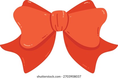 Orange ribbon bow for gift decor. Holiday decoration.