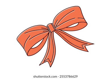 orange ribbon bow illustration isolated on white background