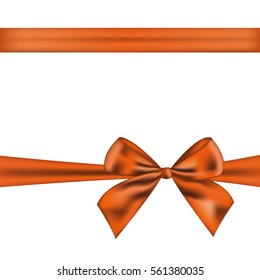 orange ribbon bow isolated on a white background