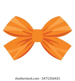 Orange ribbon bow knot decoration vector illustration, decorative gift ribbon bowtie isolated on white background