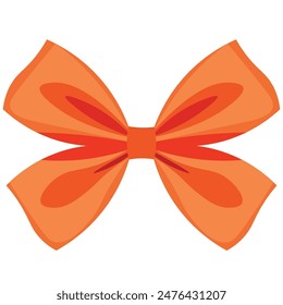 Ilustración vectorial de la decoración del nudo del lazo de la cinta naranja, corbata de regalo decorativa aislada en el fondo blanco