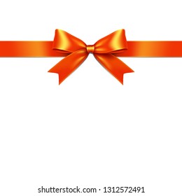 Orange ribbon bow vector. Illustration of a orange ribbon bow on white background.