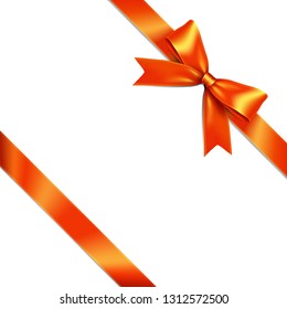 Orange ribbon bow vector. Illustration of a orange ribbon bow lean on white background.