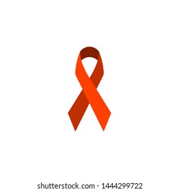 Orange ribbon icon. Leukemia awareness, multiple sclerosis awareness. Vector. 
