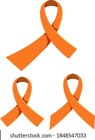 Orange ribbon leukemia awareness multiple sclerosis awareness malnutrition awareness sign or object illustration