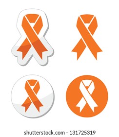 Orange Ribbon - Leukemia, Hunger, Humane Treatment Of Animals Sign