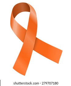 Orange ribbon. Leukemia, multiple sclerosis and other awareness symbol. Vector illustration