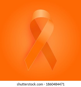 Orange Ribbon A Medical Symbol Of Leukemia. Vector Illustration EPS10