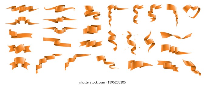 Orange Ribbon On White Background. Vector Illustration