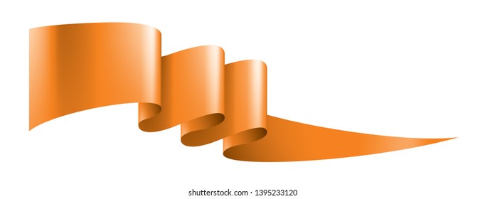 orange ribbon on white background. Vector illustration