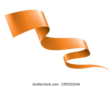 orange ribbon on white background. Vector illustration